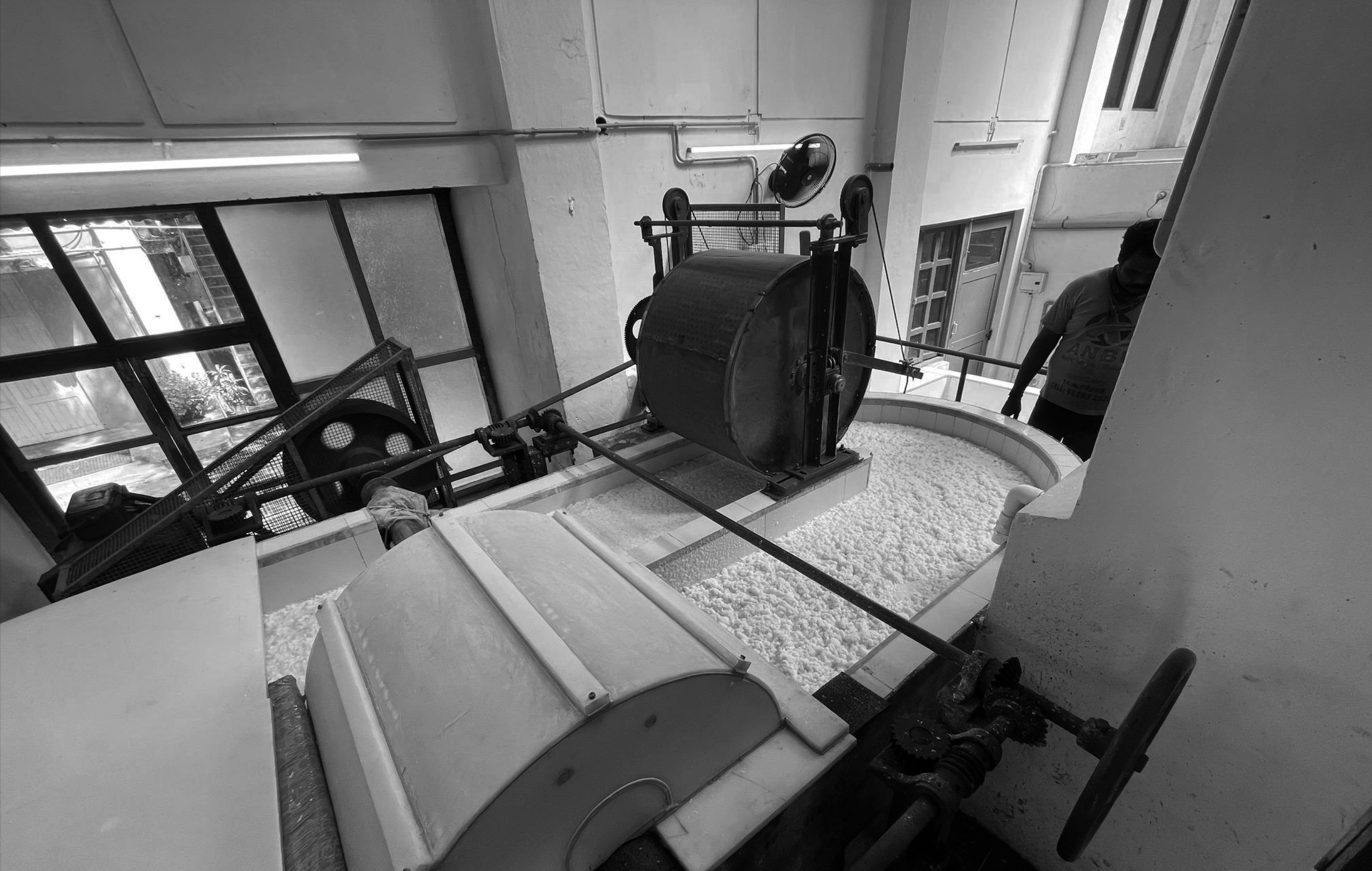 Sri Aurobindo Handmade Paper factory - paper beating